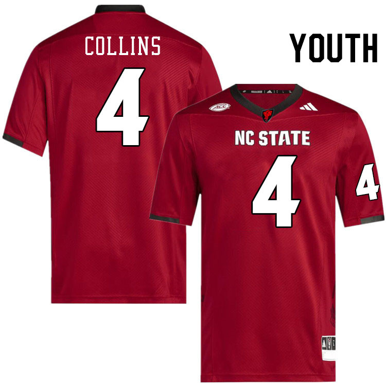 Youth #4 Dacari Collins NC State Wolfpack College Football Jerseys Stitched-Red